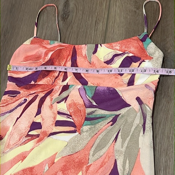 Wayf Tropical Print Slip Midi Dress Spaghetti Strap Form Flattering Sz Small - Picture 6 of 14